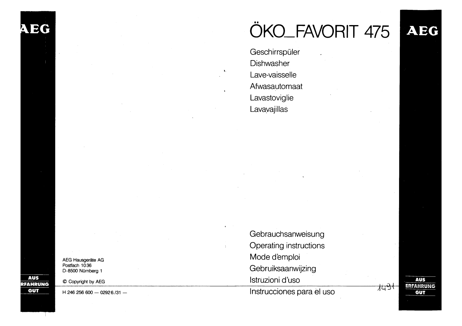 Aeg 475 User Manual