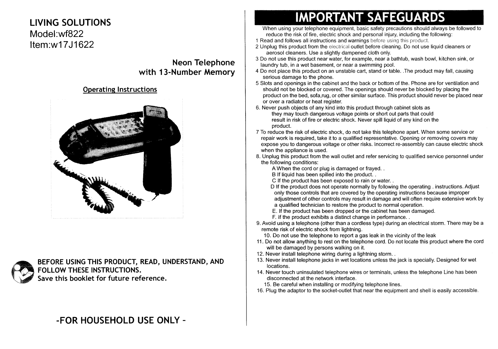 WEI FAI ELECTRONIC PLASTIC WEIFAI 822 User Manual