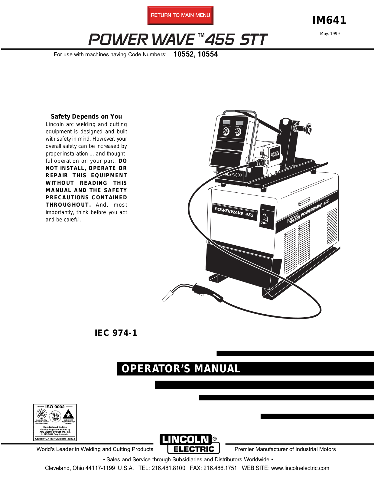 Lincoln Electric IM641 User Manual