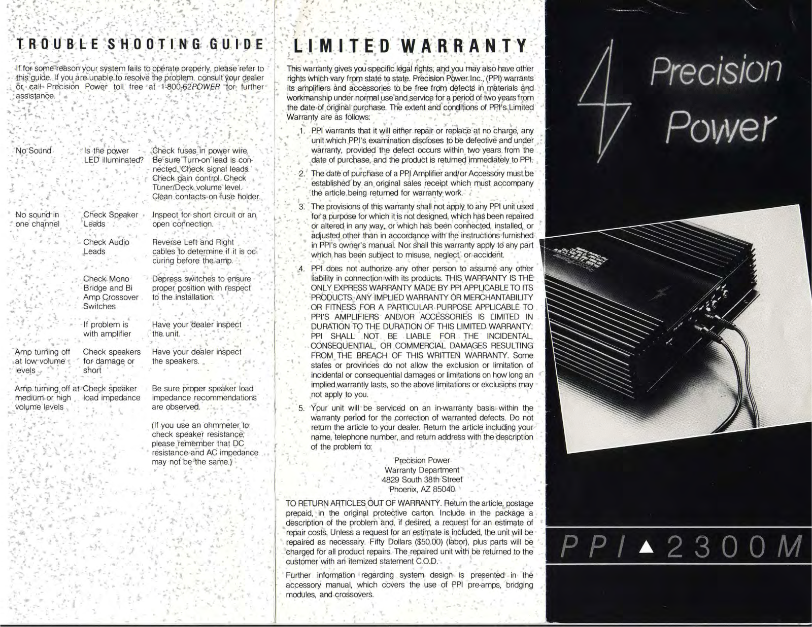 Precision Power PPI 2300M Owners Manual