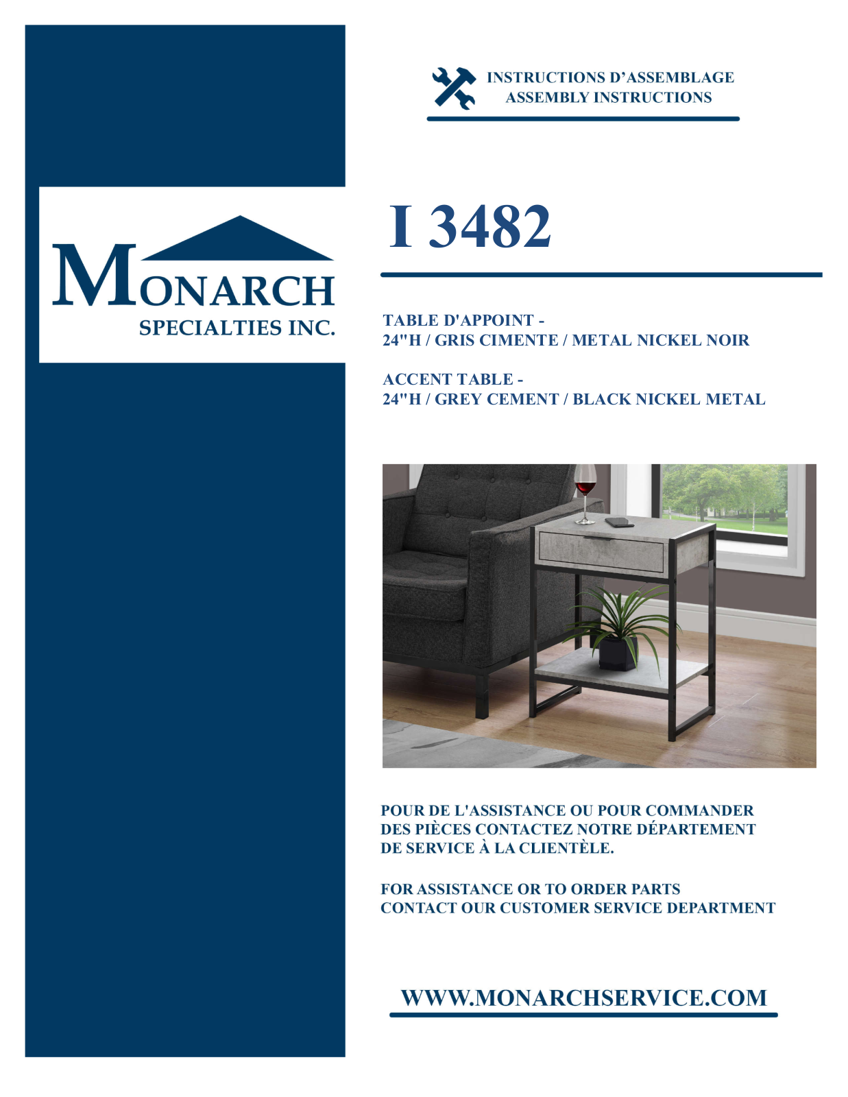 Monarch I3482 Assembly Guide - ManualMachine.com