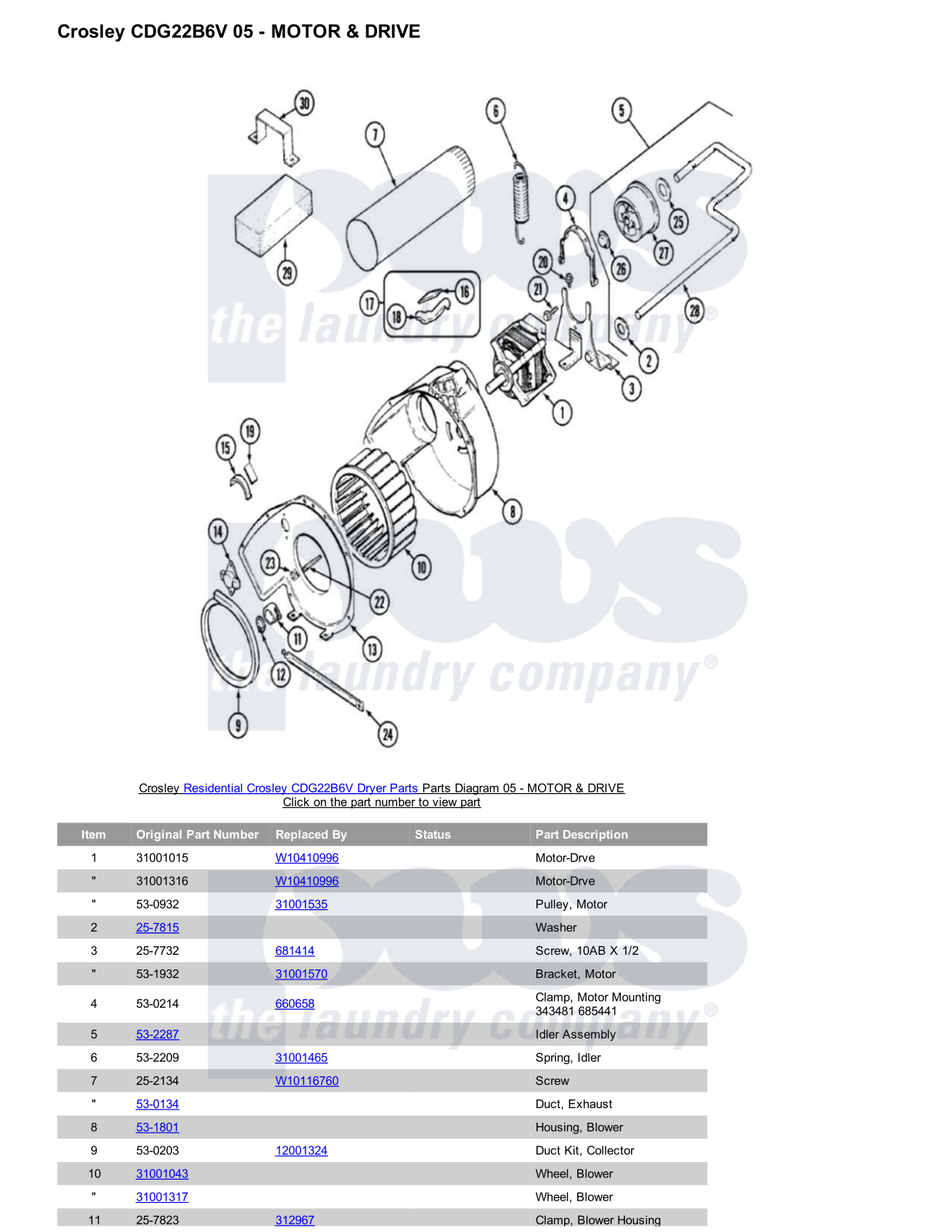 Crosley CDG22B6V Parts Diagram