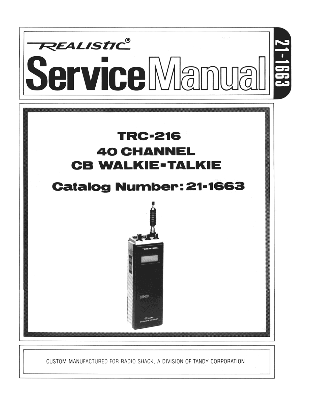 Realistic   RadioShack TRC-216 Service Manual