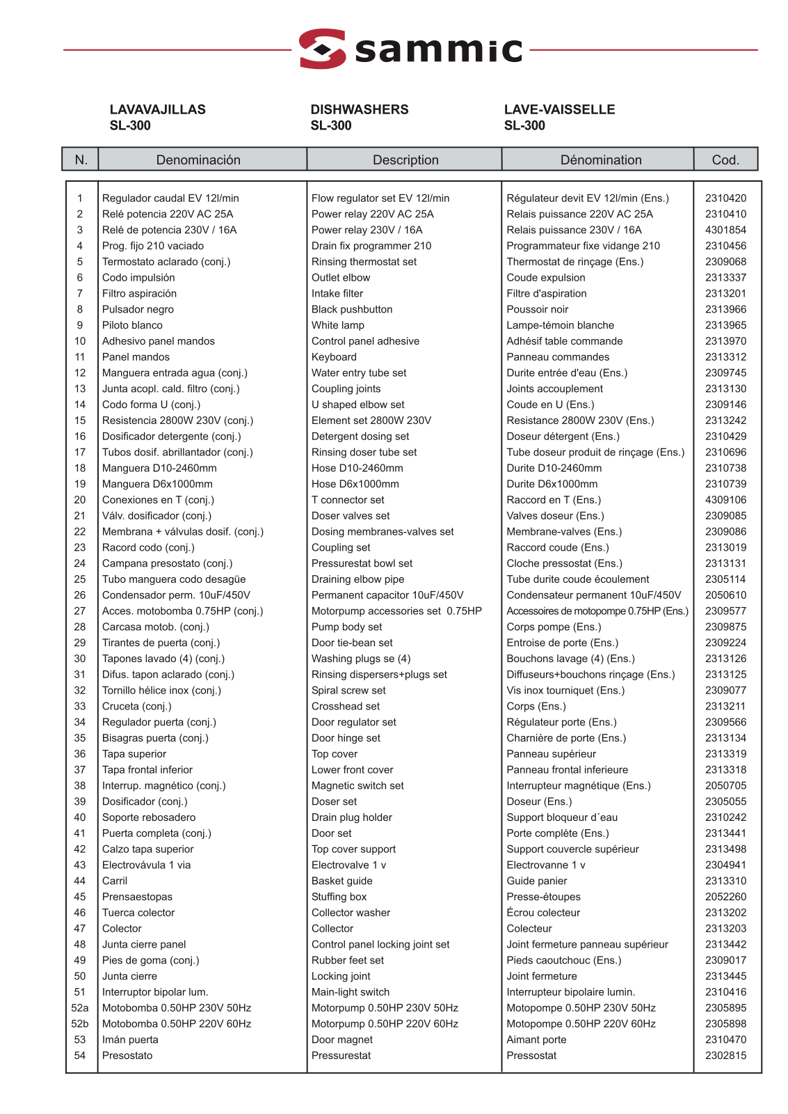 Sammic SL-300 Parts Manual