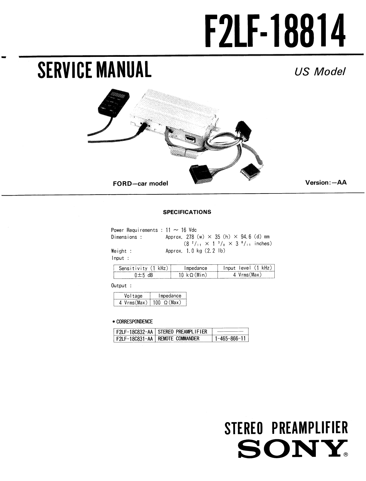 Sony F-2-FL-18814 Service manual