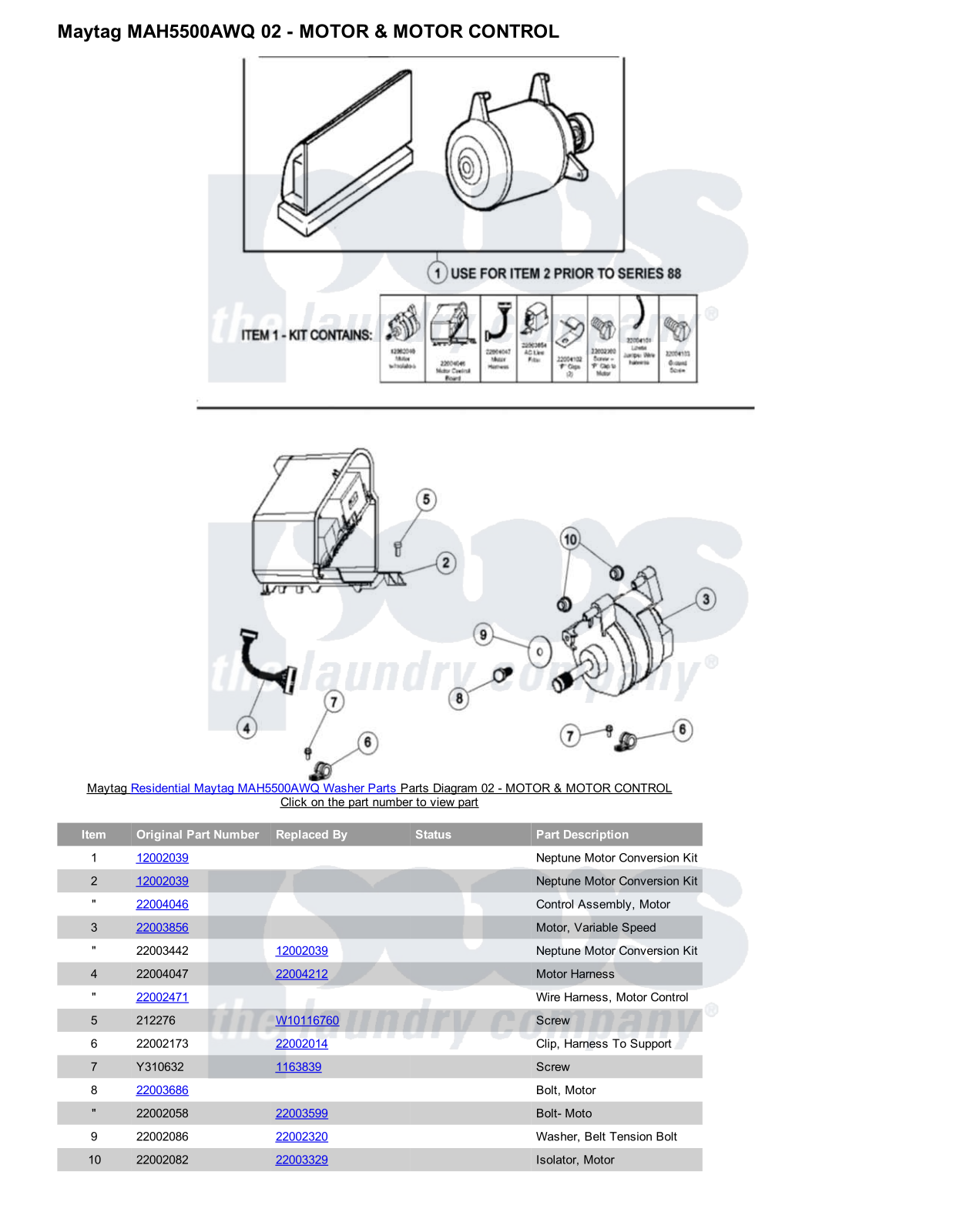 Maytag MAH5500AWQ Parts Diagram