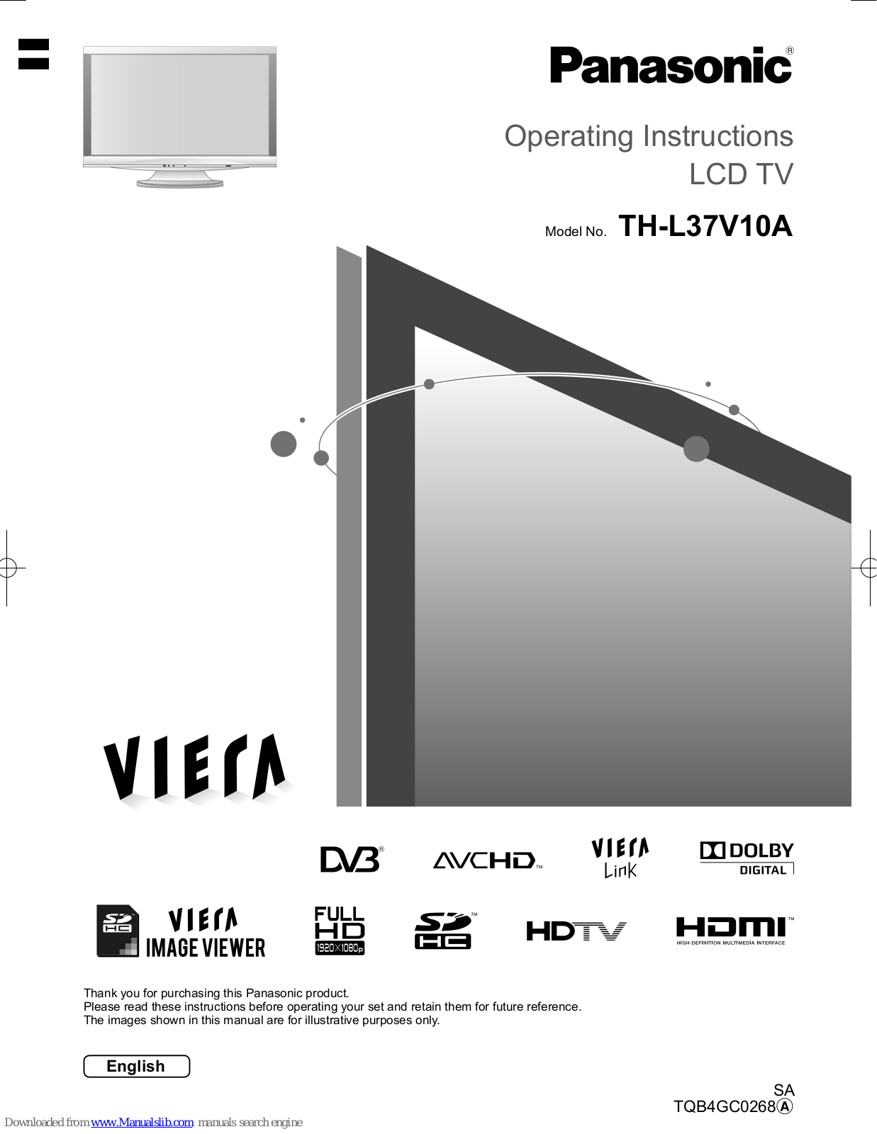 Panasonic Viera TH-L37V10A Operating Instructions Manual