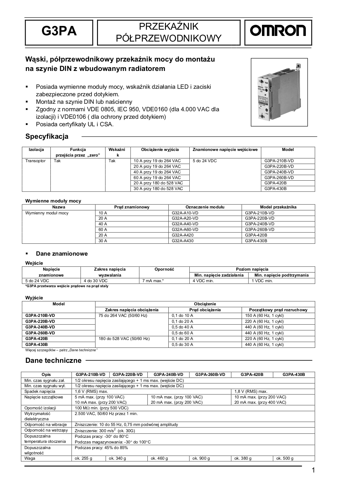 Omron G3PA DATASHEET