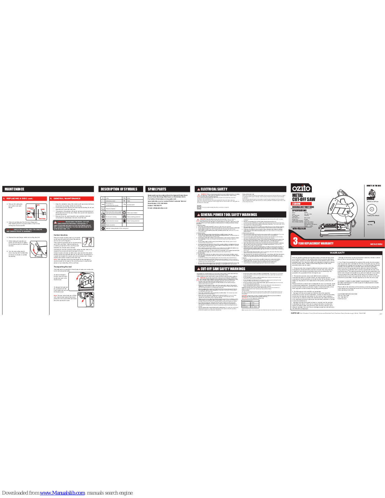 Ozito MCS-2355U Original Instructions Manual