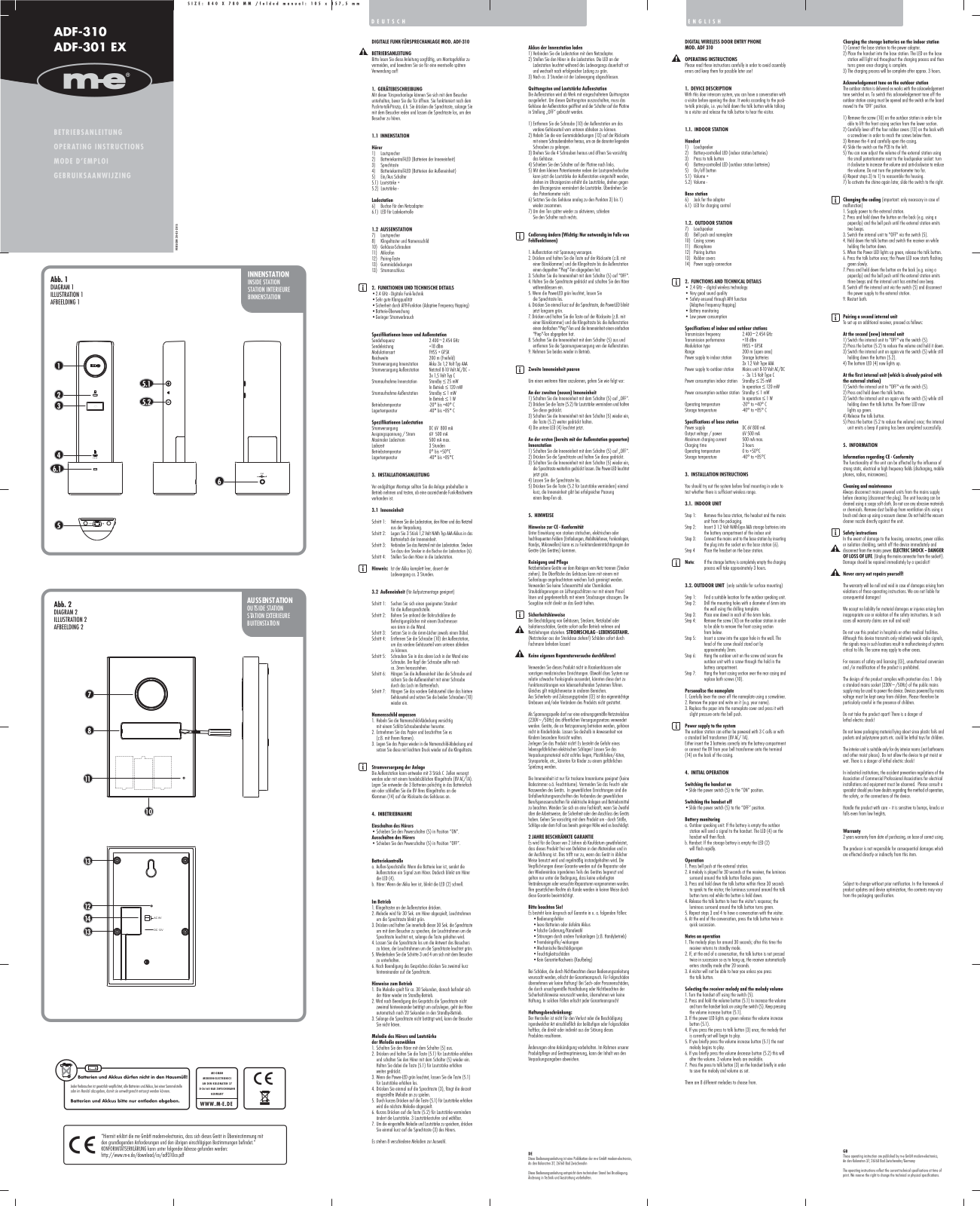 m-e ADF-310, ADF-301 EX User guide