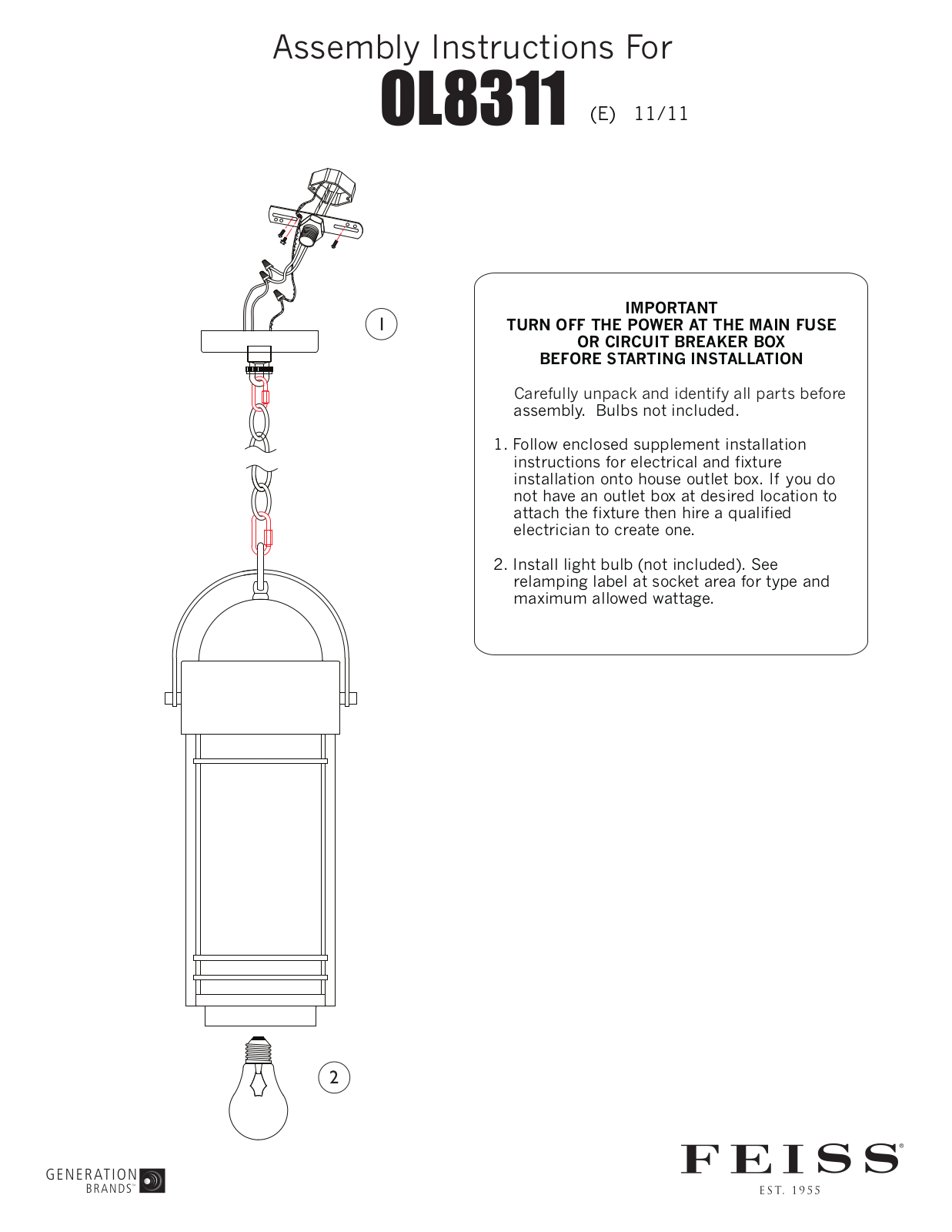 Feiss OL8311 User Manual