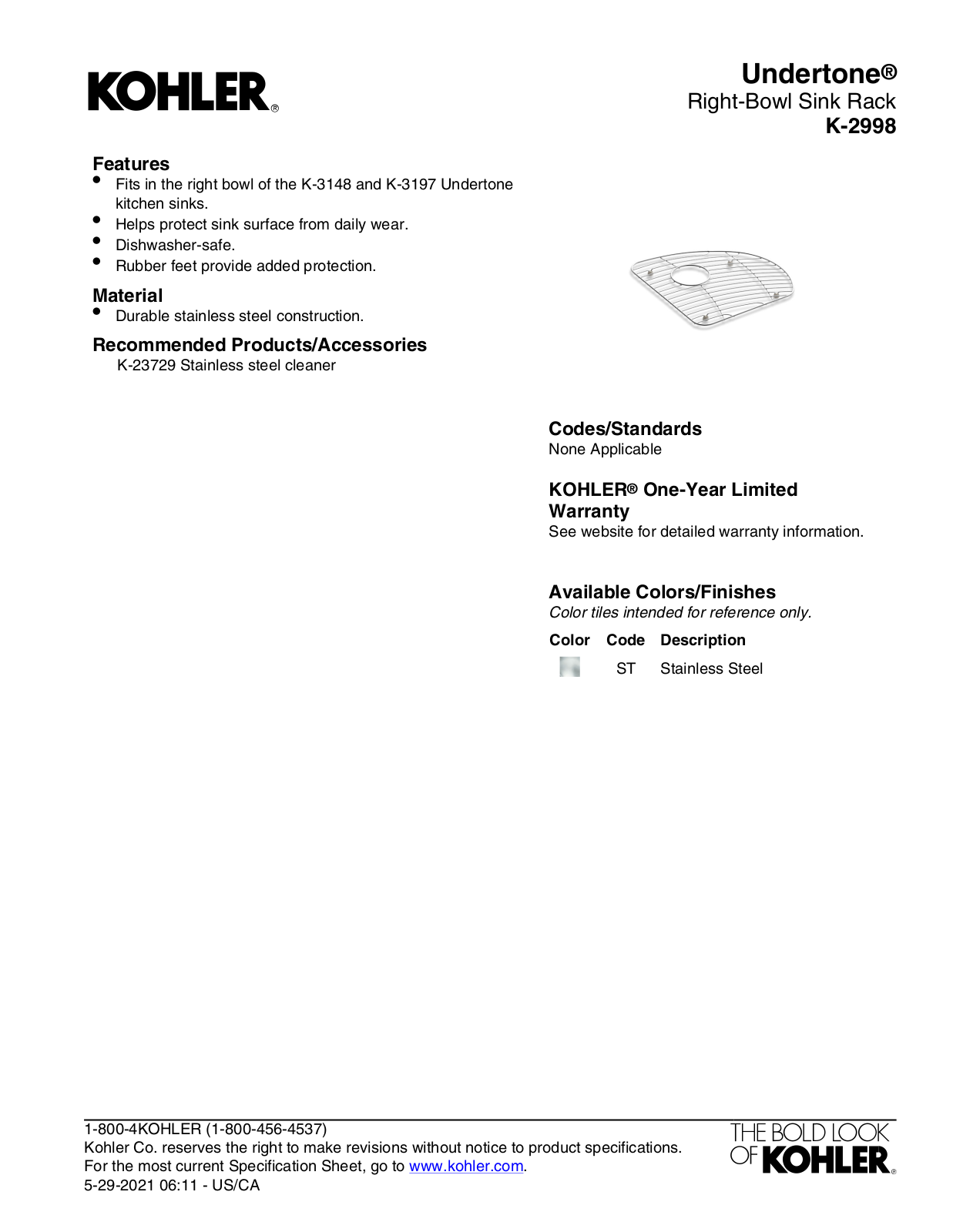 Kohler KOH2730 Specifications - ManualMachine.com