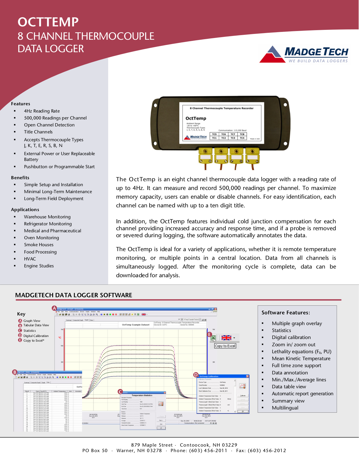 MadgeTech OctTemp Data sheet