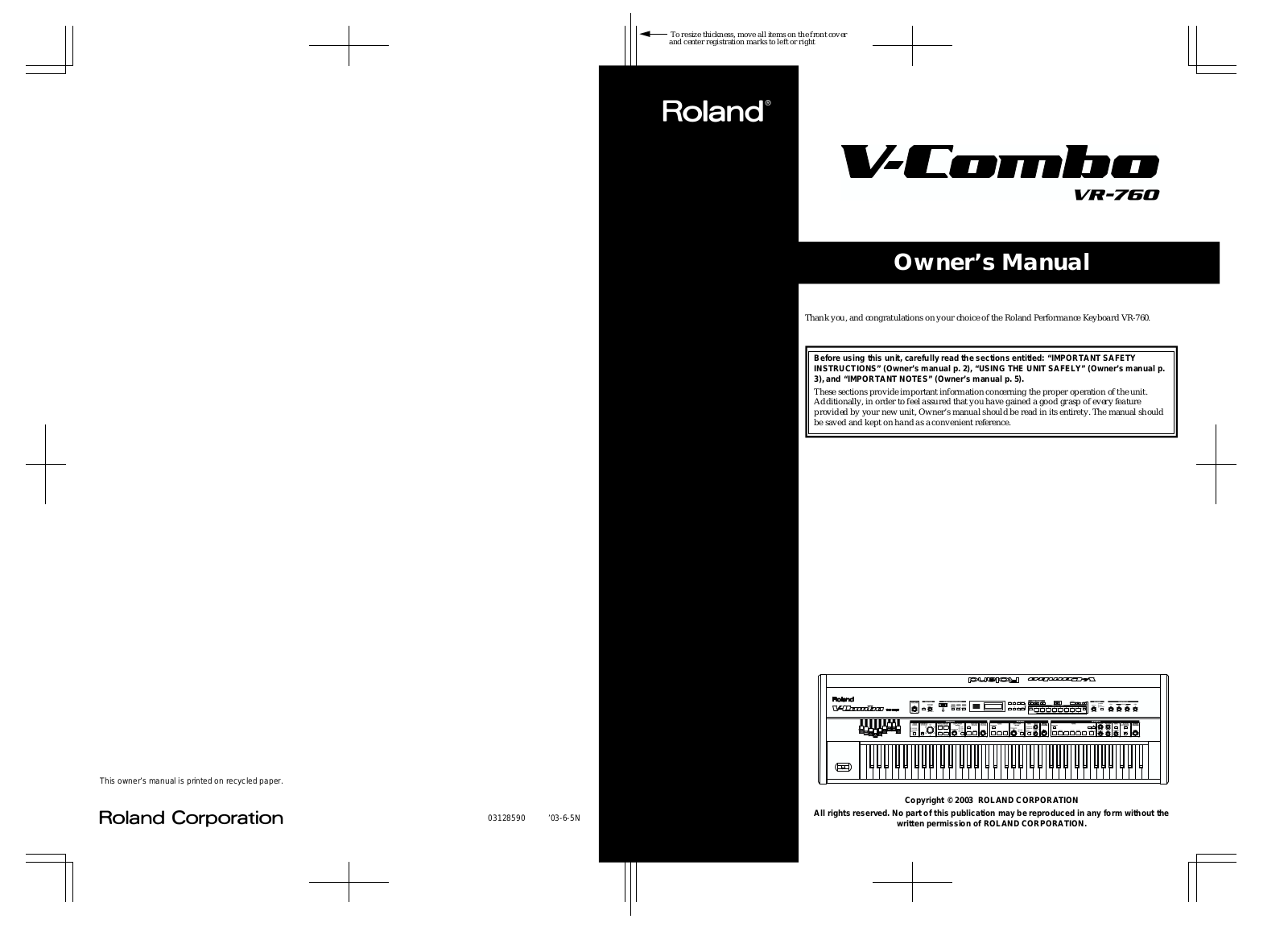 Roland Corporation VR-760 Owner's Manual