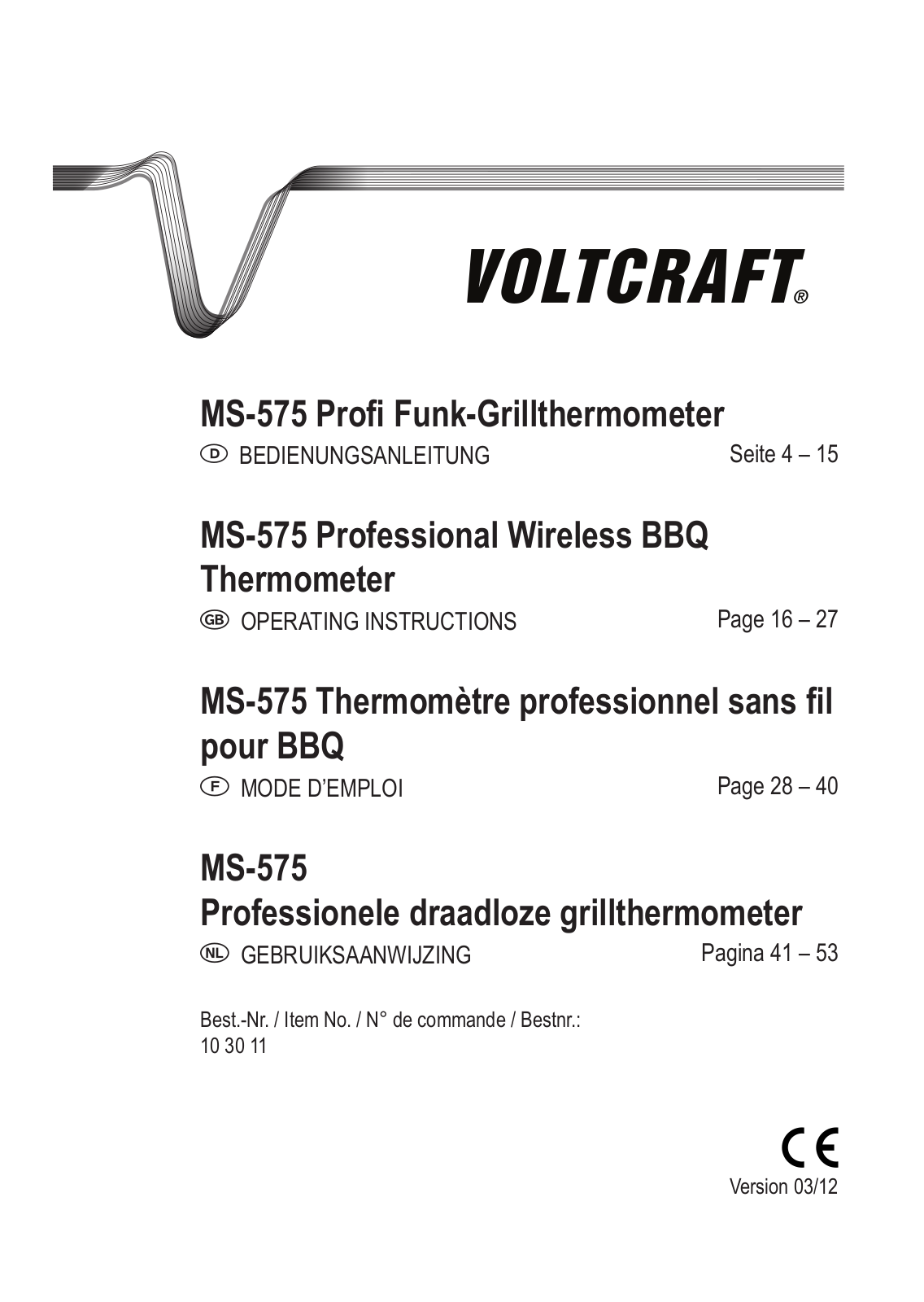 VOLTCRAFT MS-575 Operating Instructions