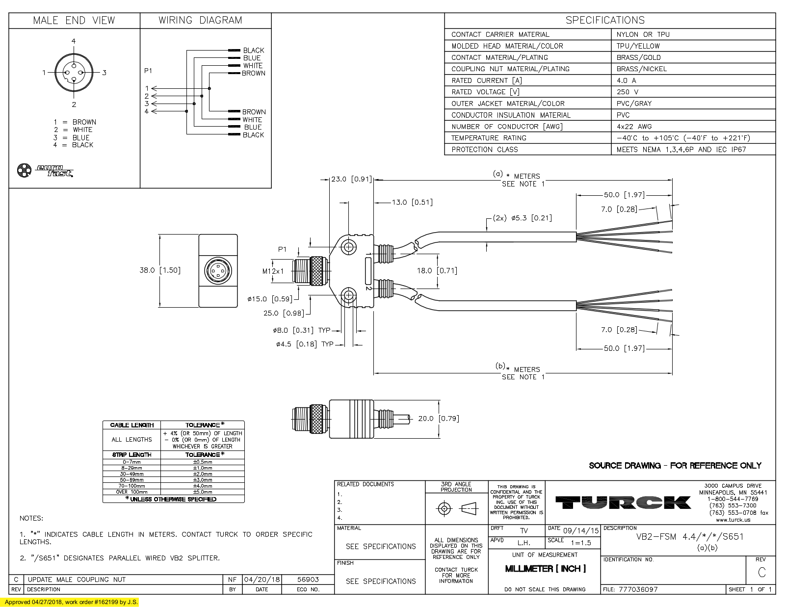 Turck VB2-FSM4.4/0.3/0.3/S651 Specification Sheet