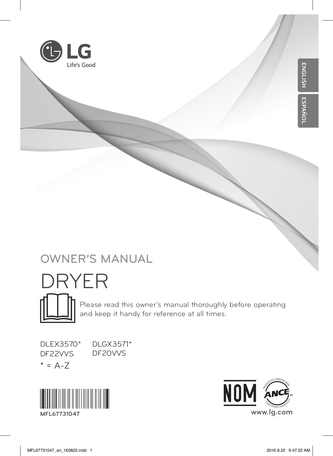 LG DF22VVS Owner's manual