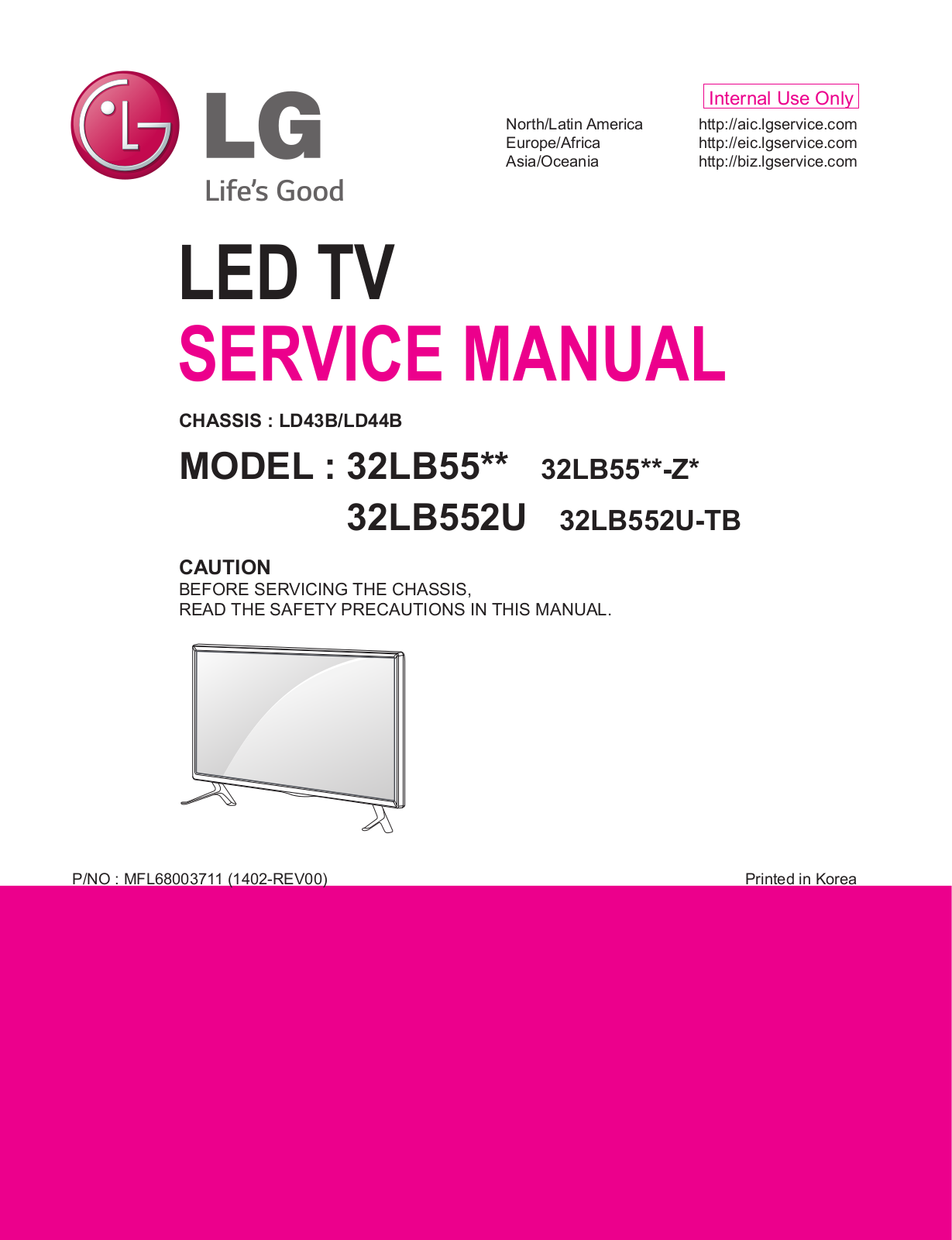 LG 32LB55, 32LB552U Service manual