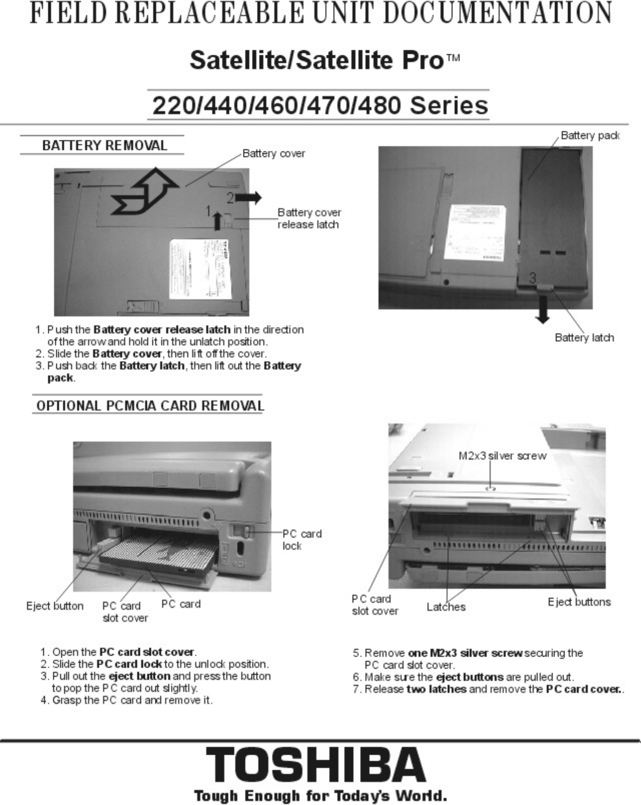 Toshiba Satellite 480, Satellite 470, Satellite 440, Satellite 460, Satellite 220 Service Manual