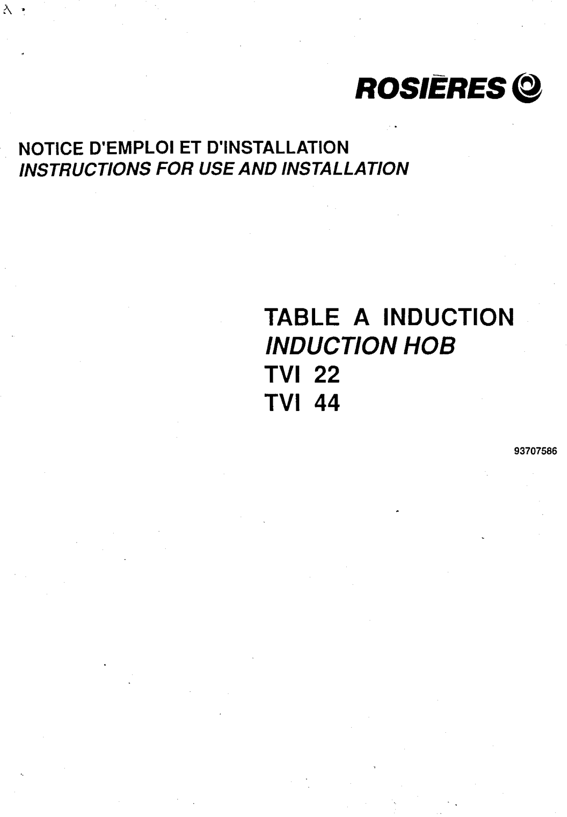 Rosieres TVI 44, TVI 22 User Manual