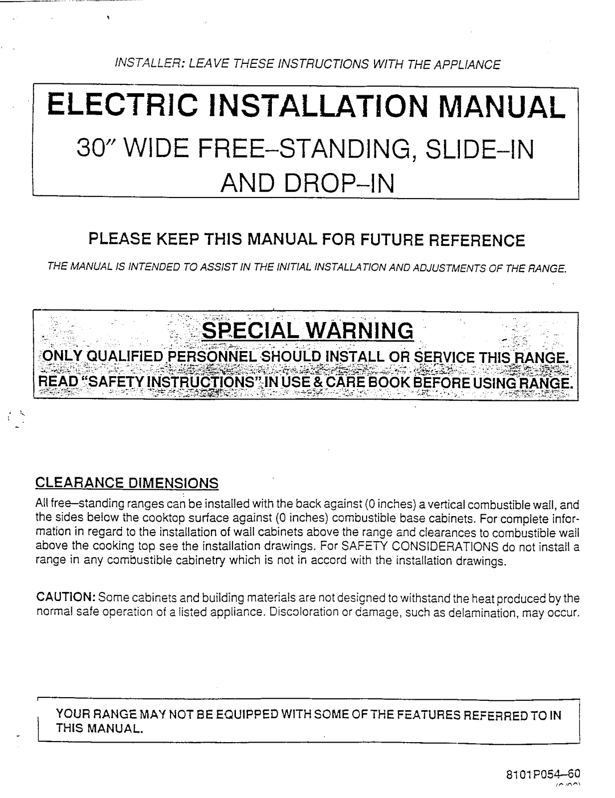 Maytag CRE9500CCE, CRE9500CCM, CRE9600CCM, CRE9300CCW, CHE9830BCE Installation Instructions