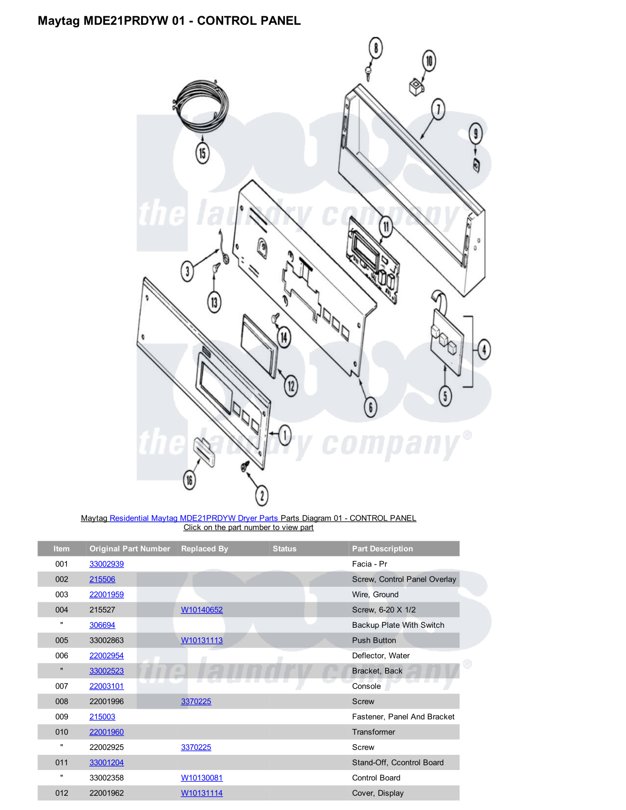 Maytag MDE21PRDYW Parts Diagram