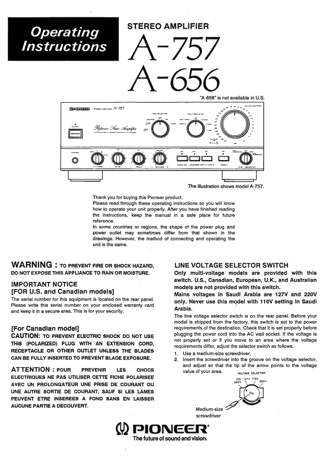 Pioneer A-656 Owners manual