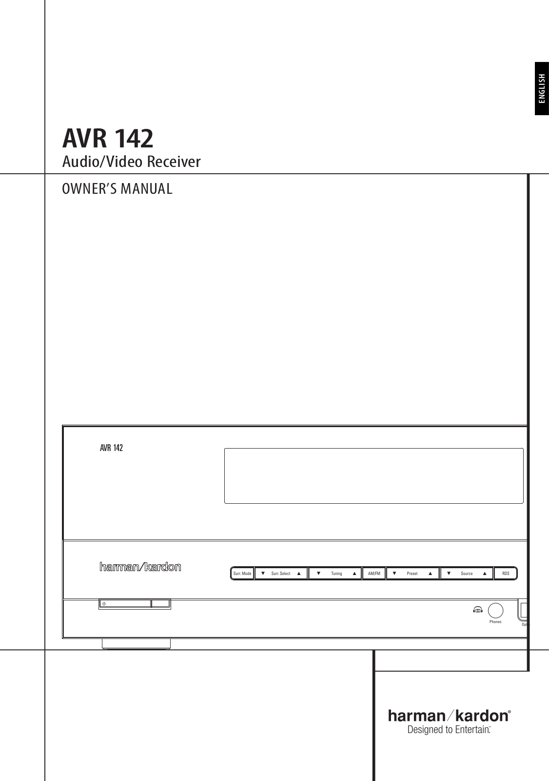 Harman kardon AVR 142 OWNER’S MANUAL