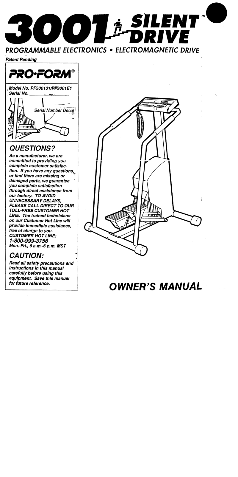 ProForm PF3001E1 User Manual