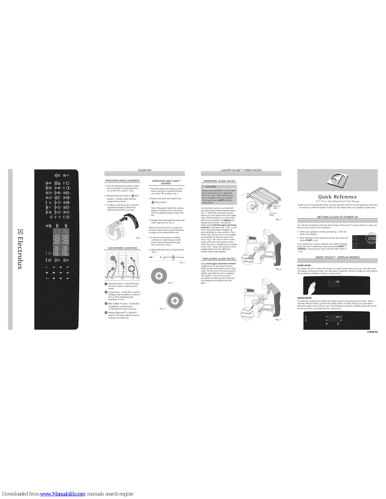 Electrolux CEW30DF6GWA, EW30DF65GSA, EW3LDF65GBA, CEW30DF6GBA, CEW30DF6GSA Quick Reference - ManualMachine.com