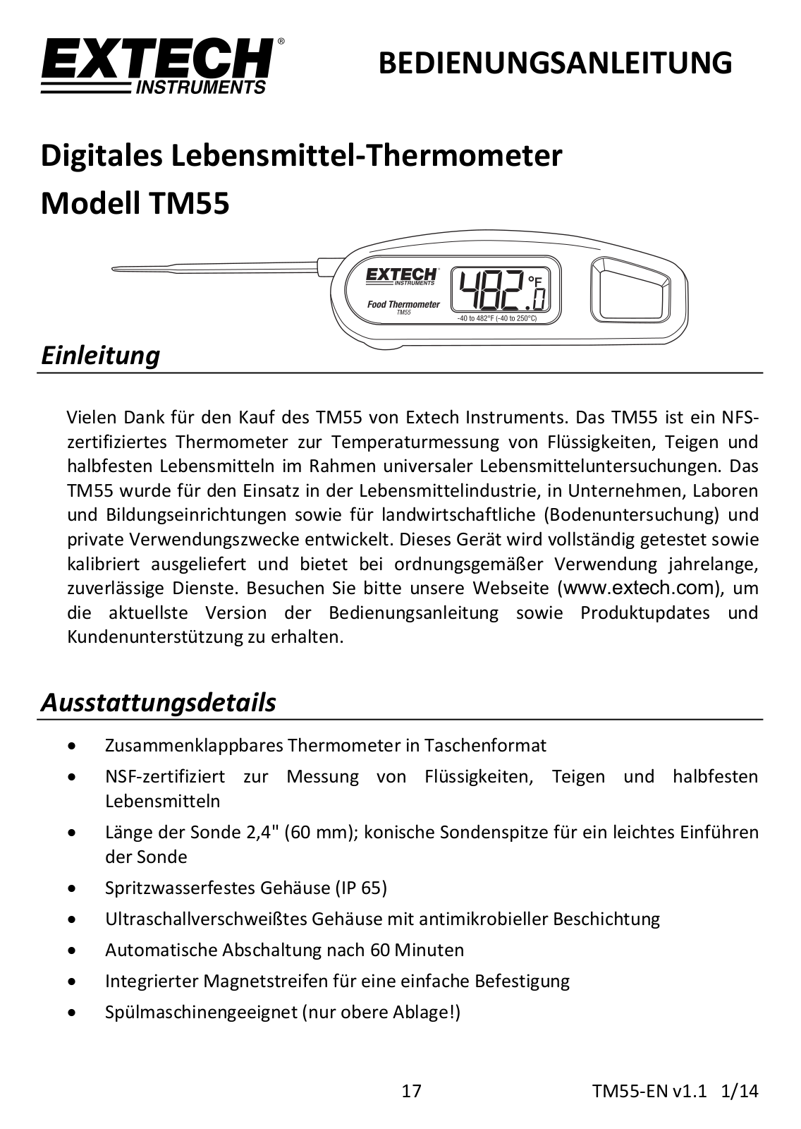 Extech TM55 User guide