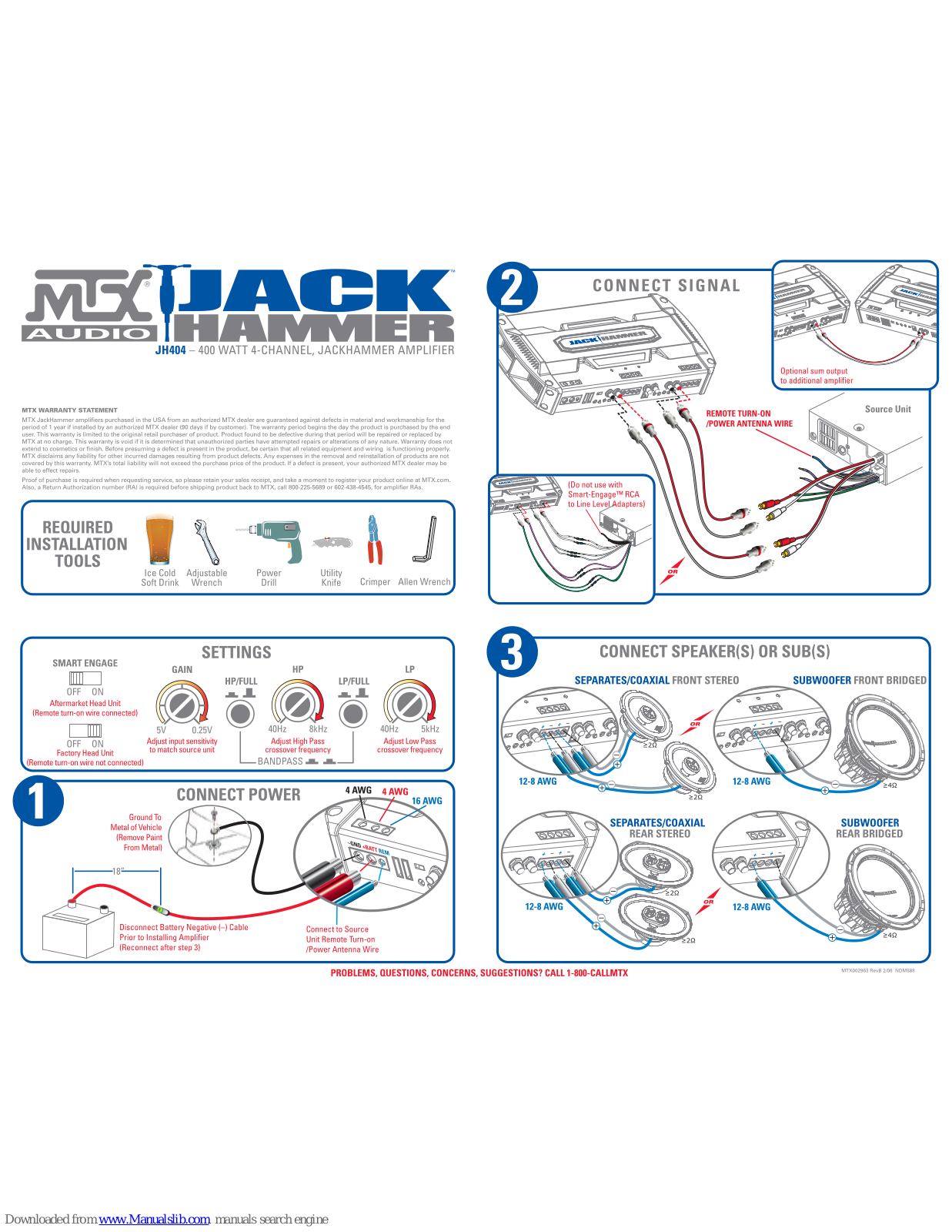 MTX JackHammer JH404 Connection Manual