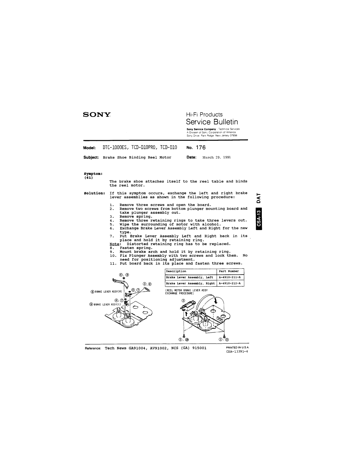 Sony DTC-1000ES, TCD-D10PRO, TCD-D10 Service Manual