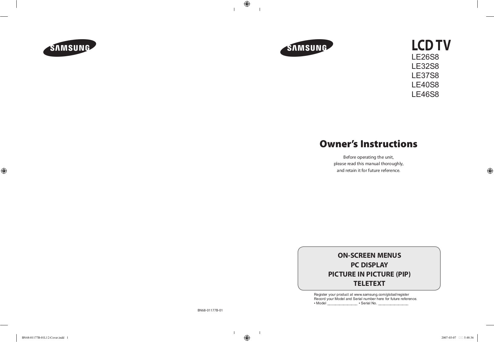 SAMSUNG LE26S81B User Manual
