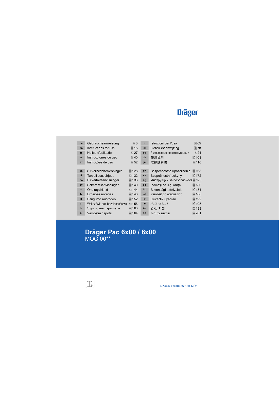 Dräger Pac 6*00, Pac 8*00 Instructions For Use Manual