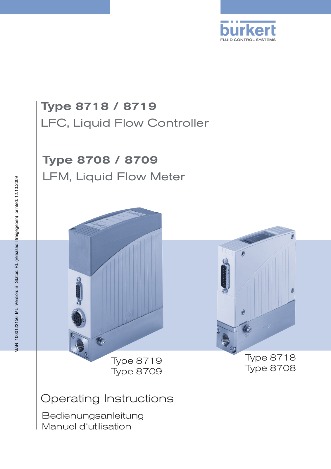 Burkert 8718, 8719, 8709, 8708 Operating Instructions Manual