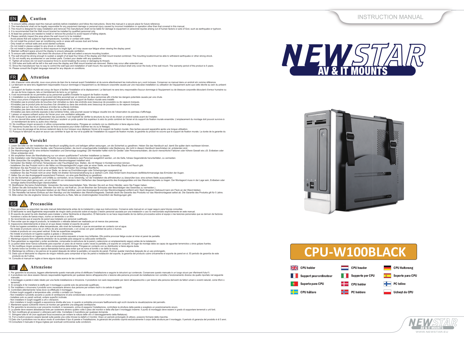 Newstar CPU-W100BLACK User Manual