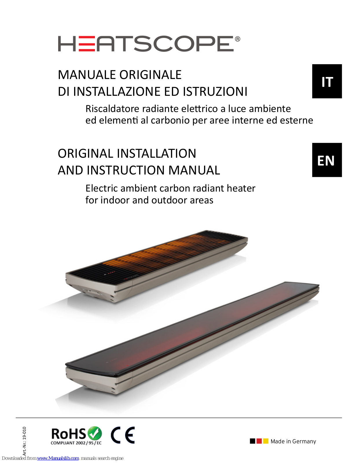 Heatscope MHS-SM1600BK.100, MHS-SP1600BK.100, MHS-SM2200BK.100, MHS-SP2200BK.100, MHS-SM2800BK.100 Original Installation And Instruction Manual