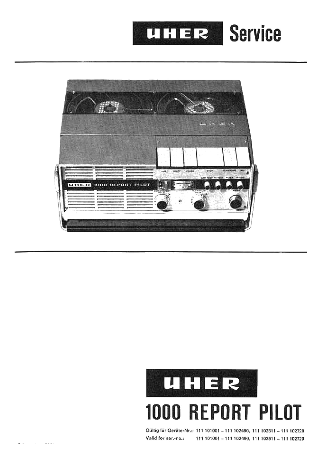 Uher 1000-Pilot Service Manual