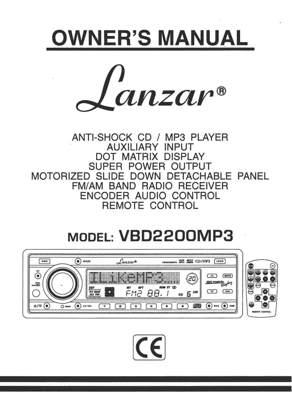 Lanzar VBD2200MP3 Owners Manual