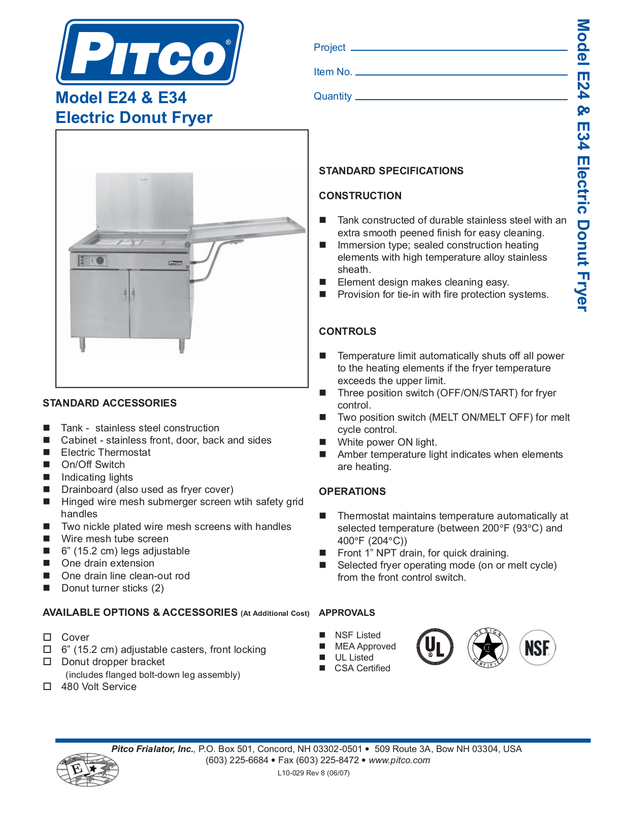 Pitco Frialator E24, E34 General Manual