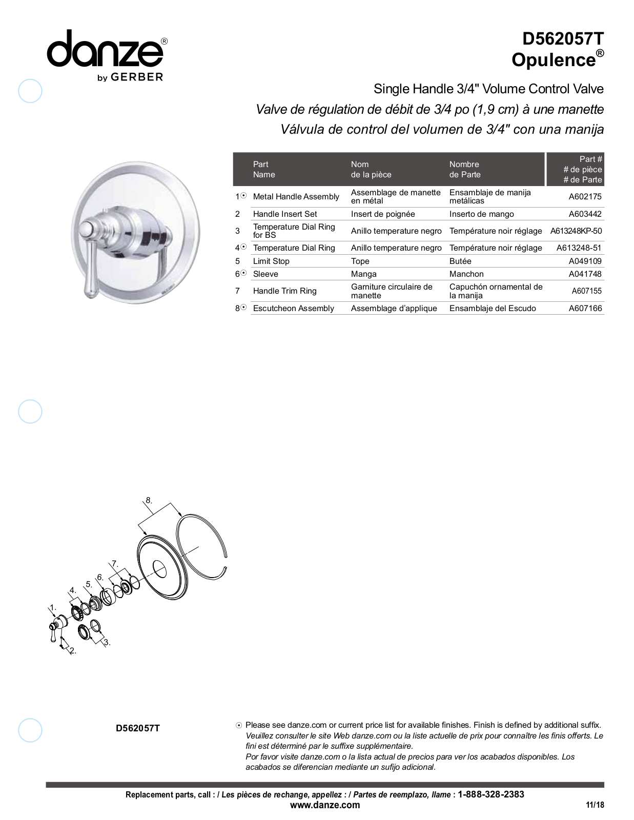 Gerber D562057BRT, D562057T, D562057BNT Installation Manual