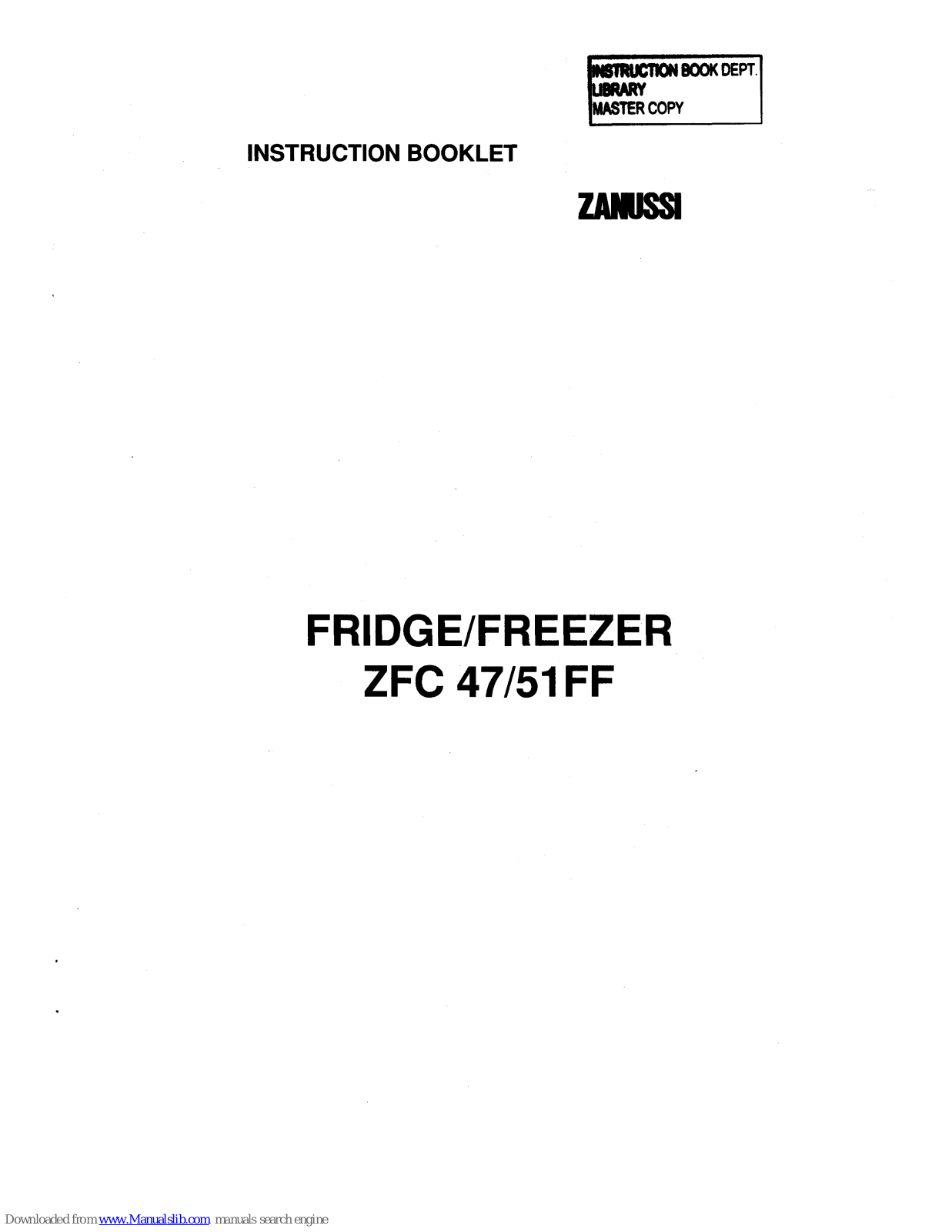 Zanussi ZFC 51FF Instruction Booklet