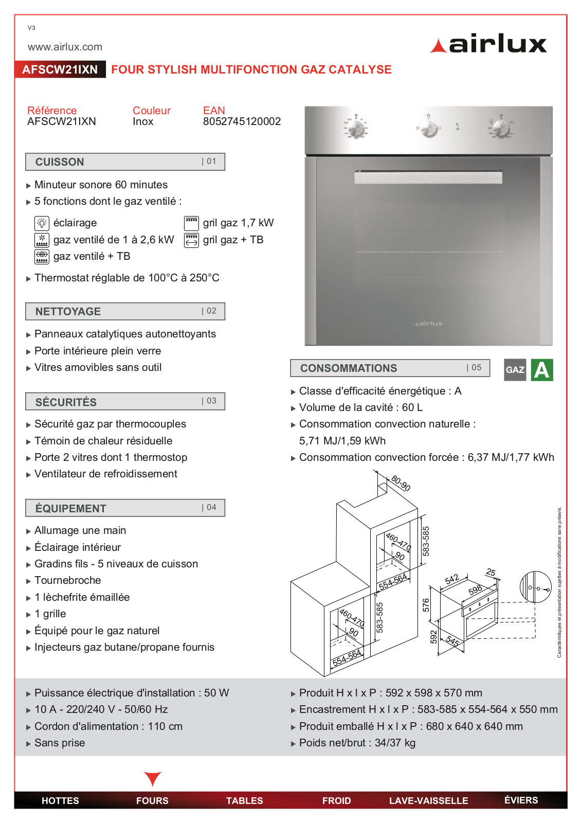 AIRLUX AFSCW21BKN, AFSCW21IXN User Manual