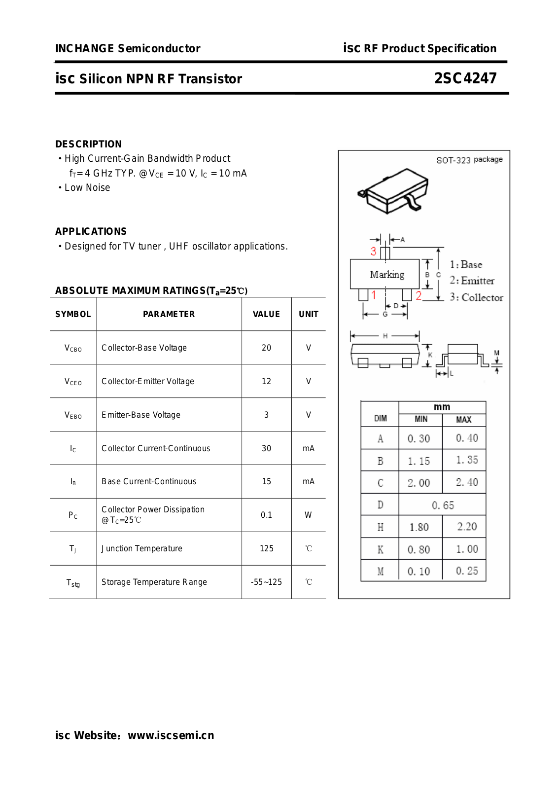 Datasheet 2sc4247 Datasheet - ManualMachine.com