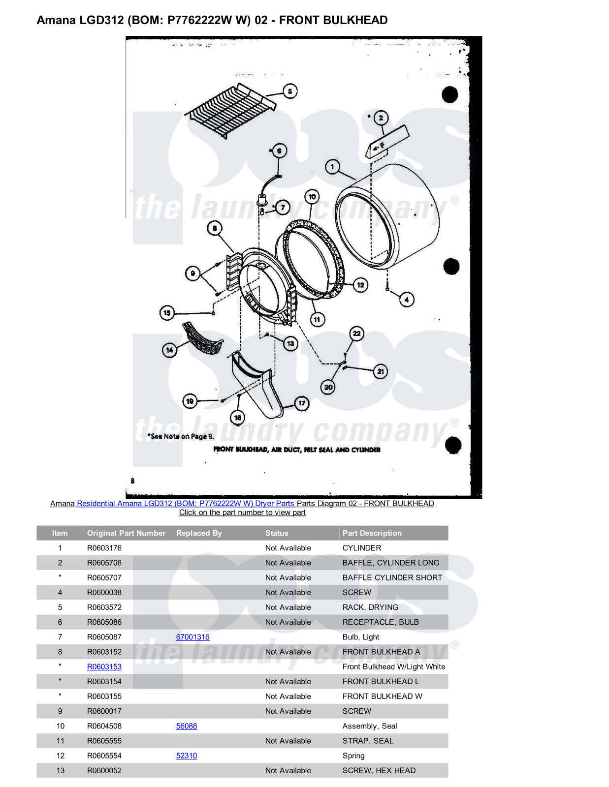 Amana LGD312 Parts Diagram