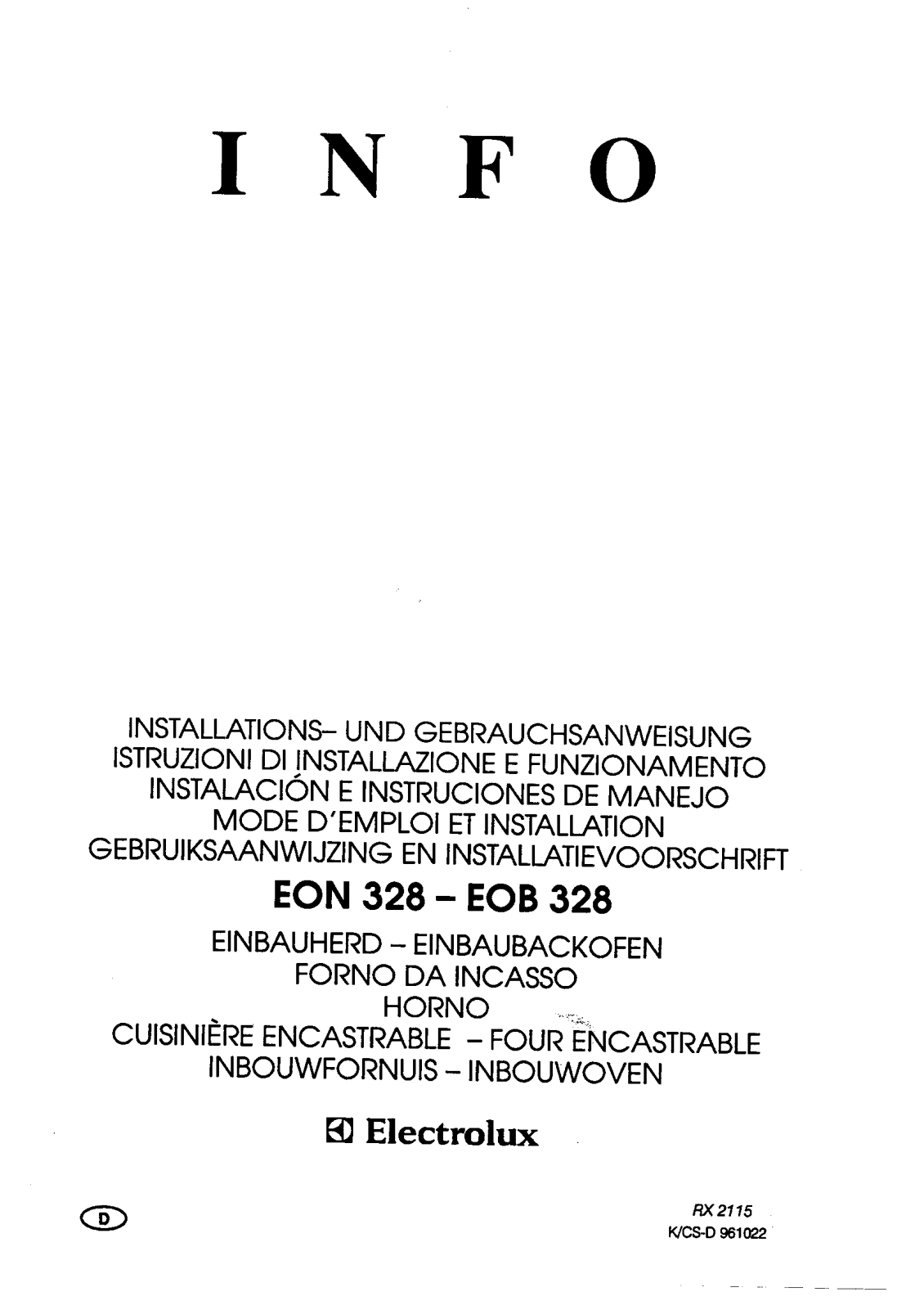Electrolux EOB328, EON328 info