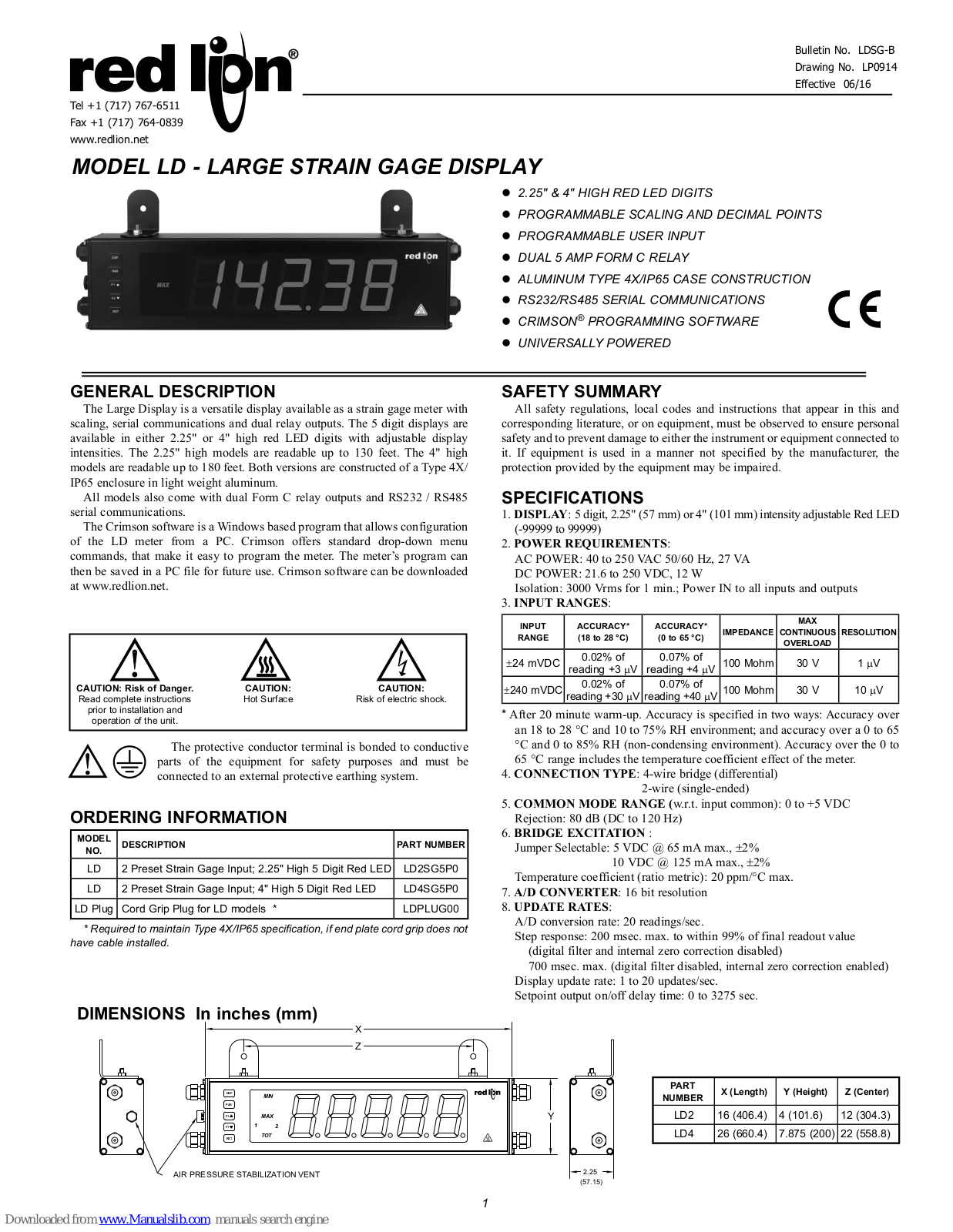 red lion LD Series, LD2, LD4 Operating Manual