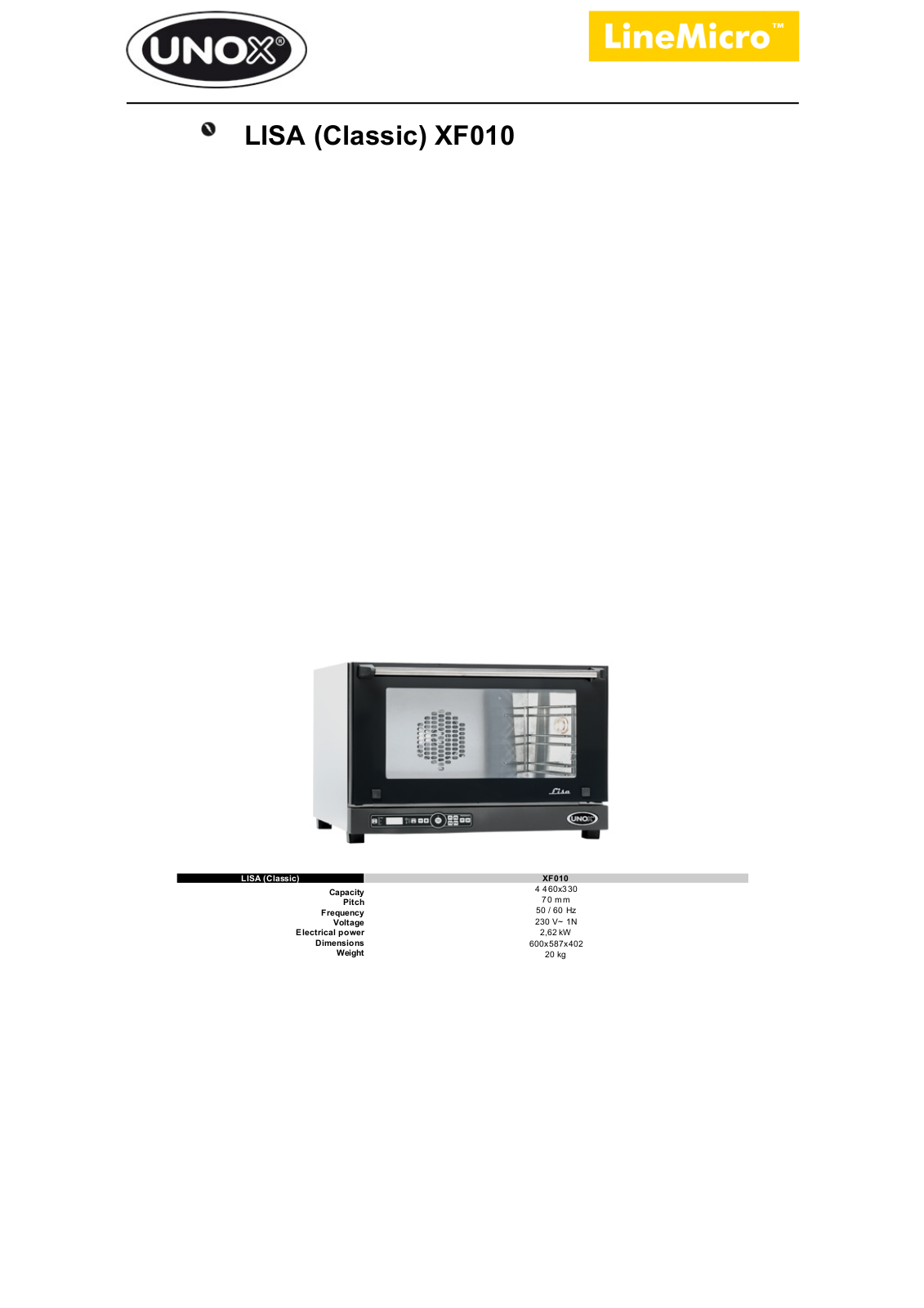 Unox XF010 User Manual