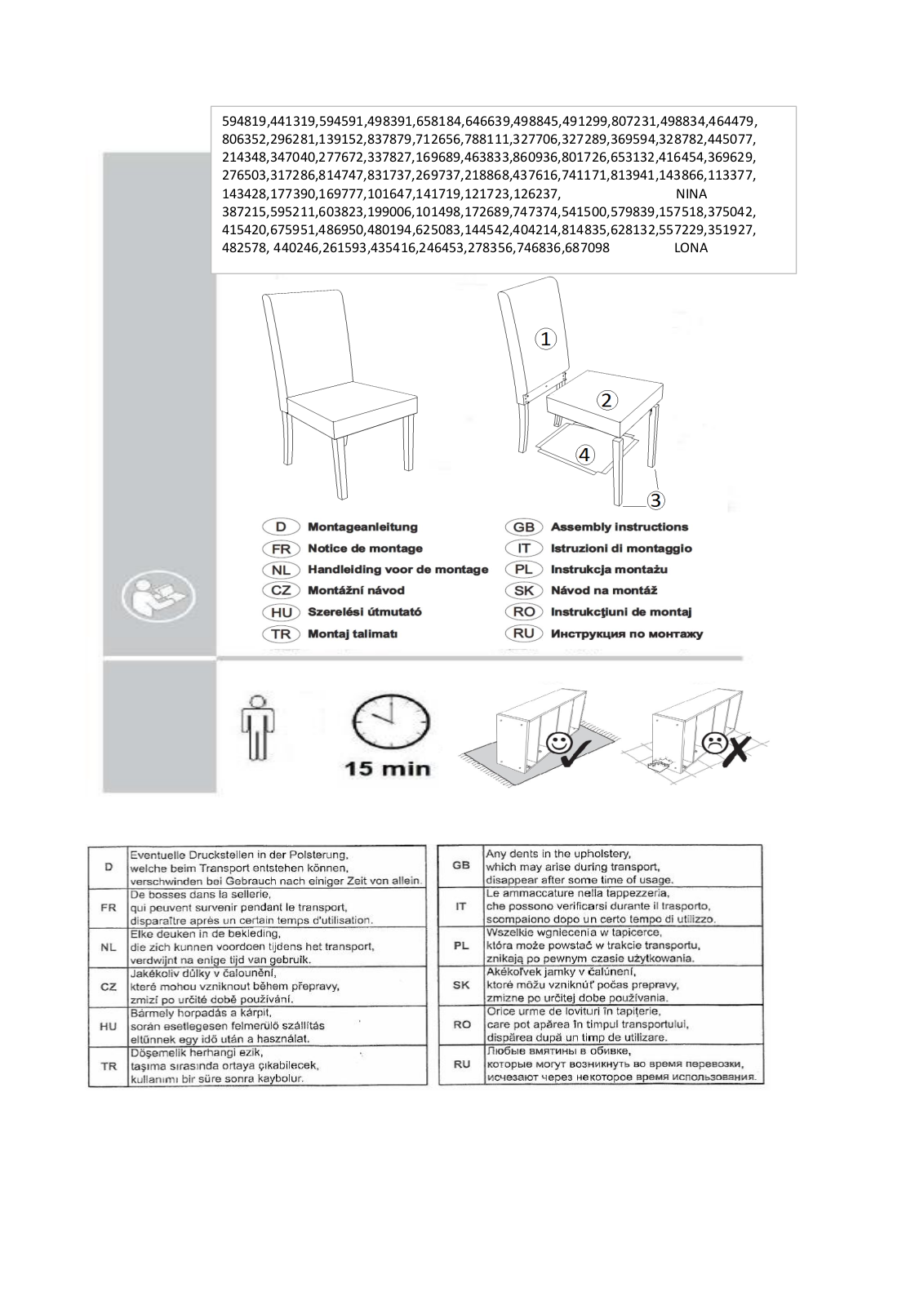 Home affaire Nina Assembly instructions